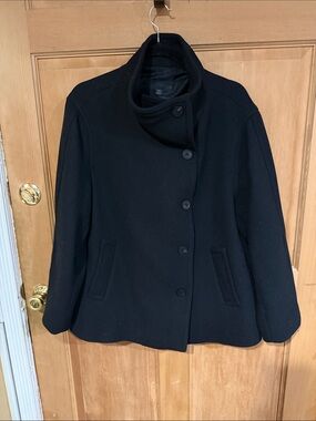 Zara Black Button-Front Women's Pea Coat
